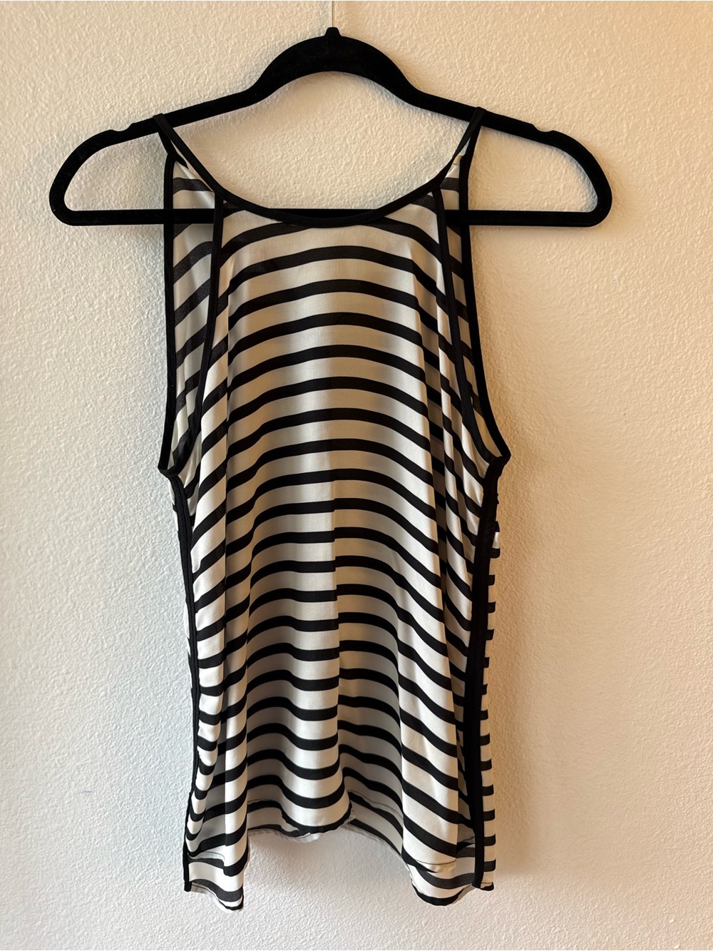 Monteau Black and White Striped Sleeveless Tank